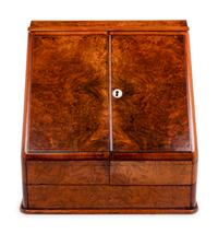 A Large English Brass Mounted Walnut Stationery and Calendar Box