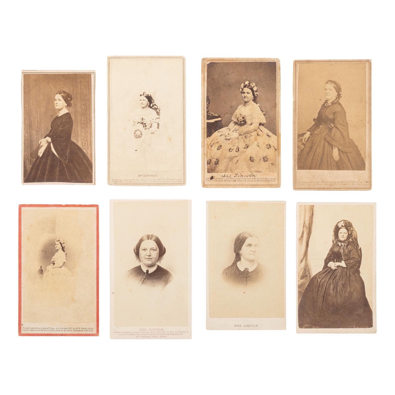 [Lincoln, Abraham] Photographic Study of Mary Todd Lincoln in Eight Carte de Visites