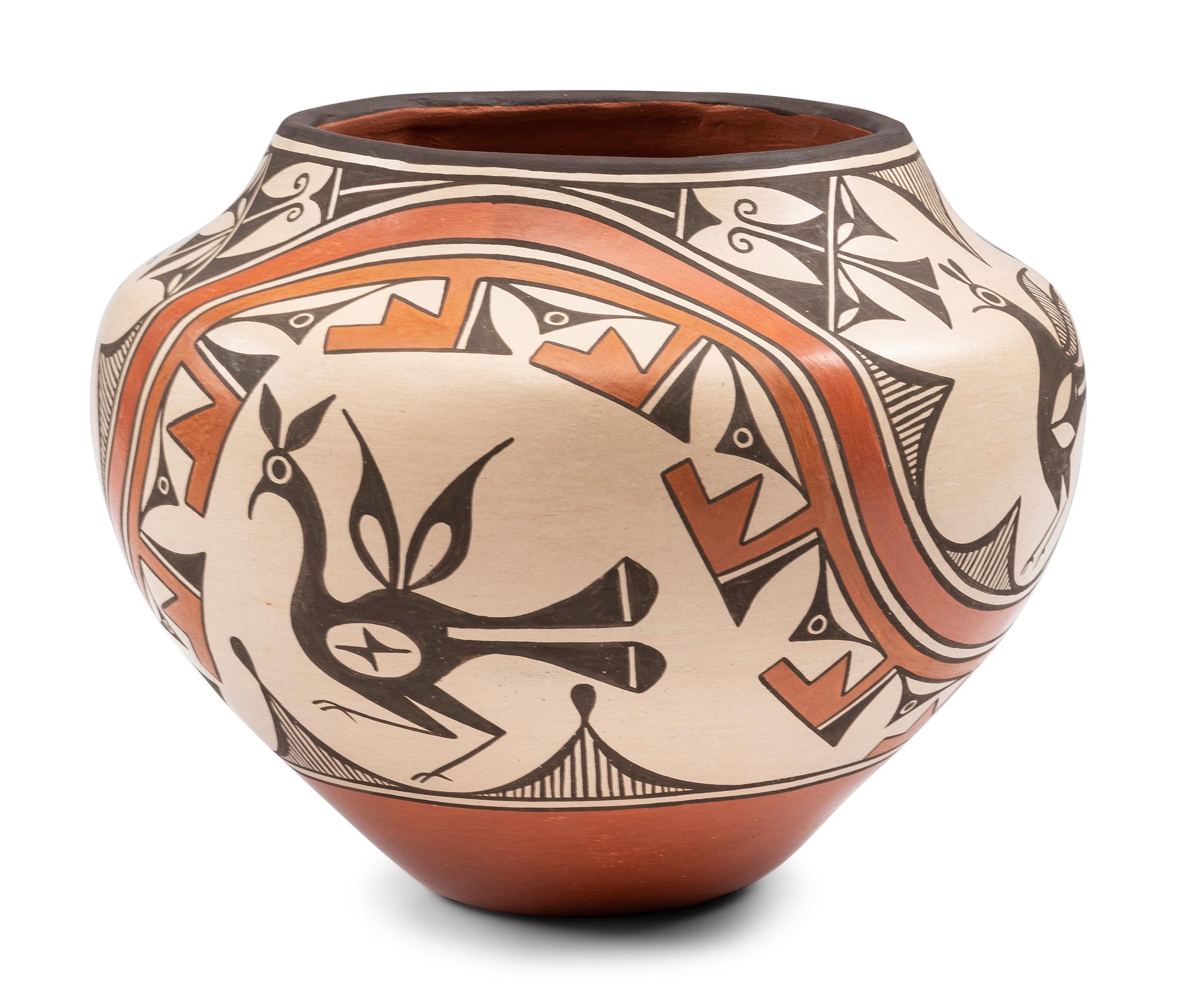 Polychrome Pottery Jar, with Zia Birds