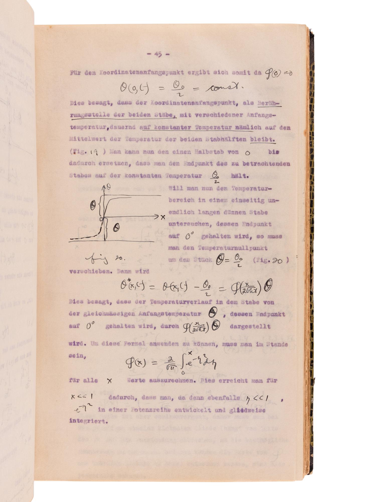 BORN, Max. (1882-1970) Mimeograph typescript, completed in manuscript, of lectures in physics: "Theorie der Wärme Vorlesung im Sommer-Semester 1922." --"Vorlesung Ueber Theoretische Optik. Winter-Semester 1922." University of Göttingen, 1921-1922.