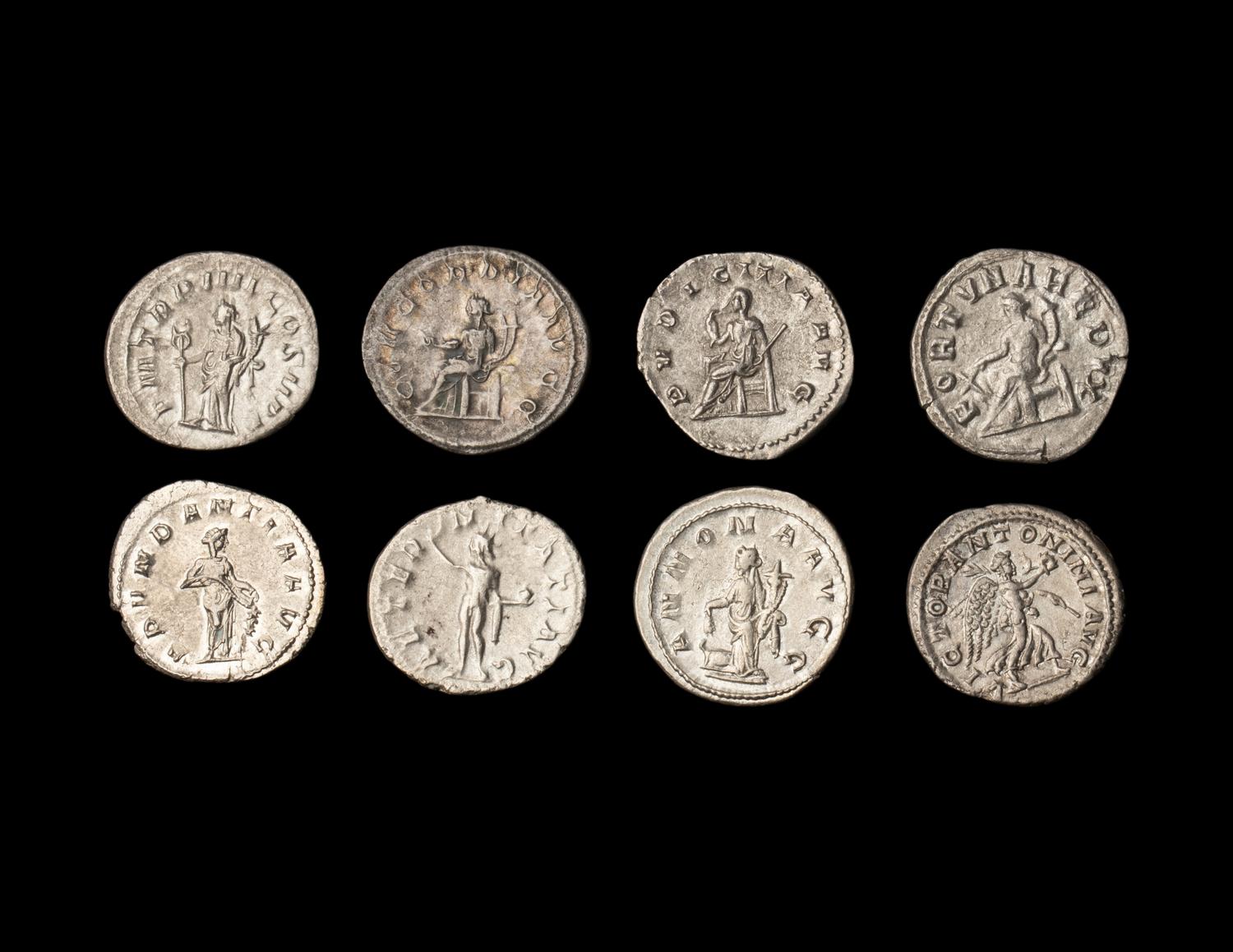 [ANCIENT] ROMAN EMPIRE. A Group of Eight Ar Antoninianus Coins