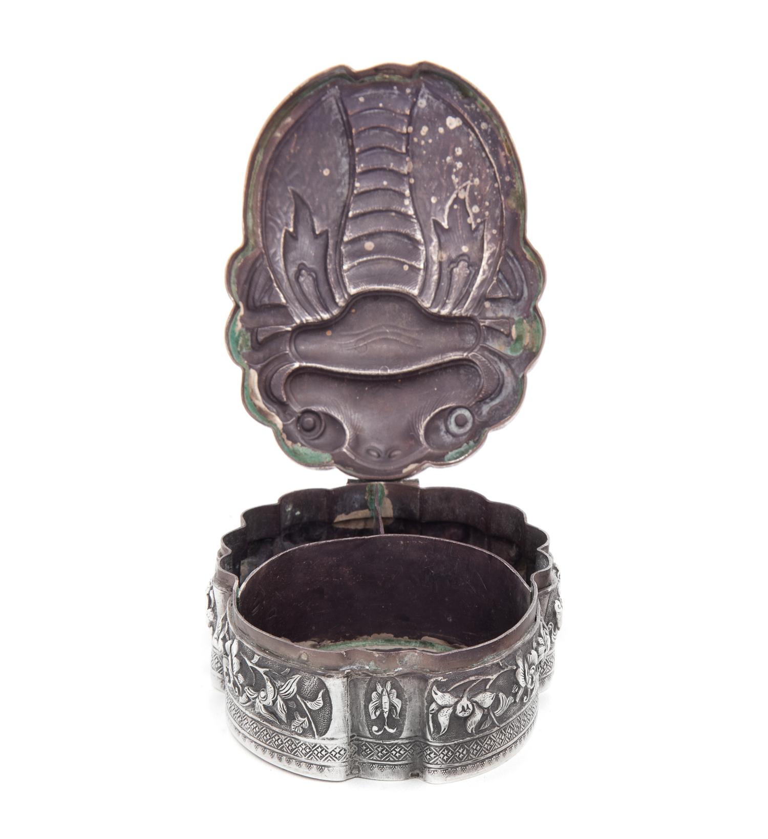 A Chinese Silver and Hardstone Mounted Table Casket