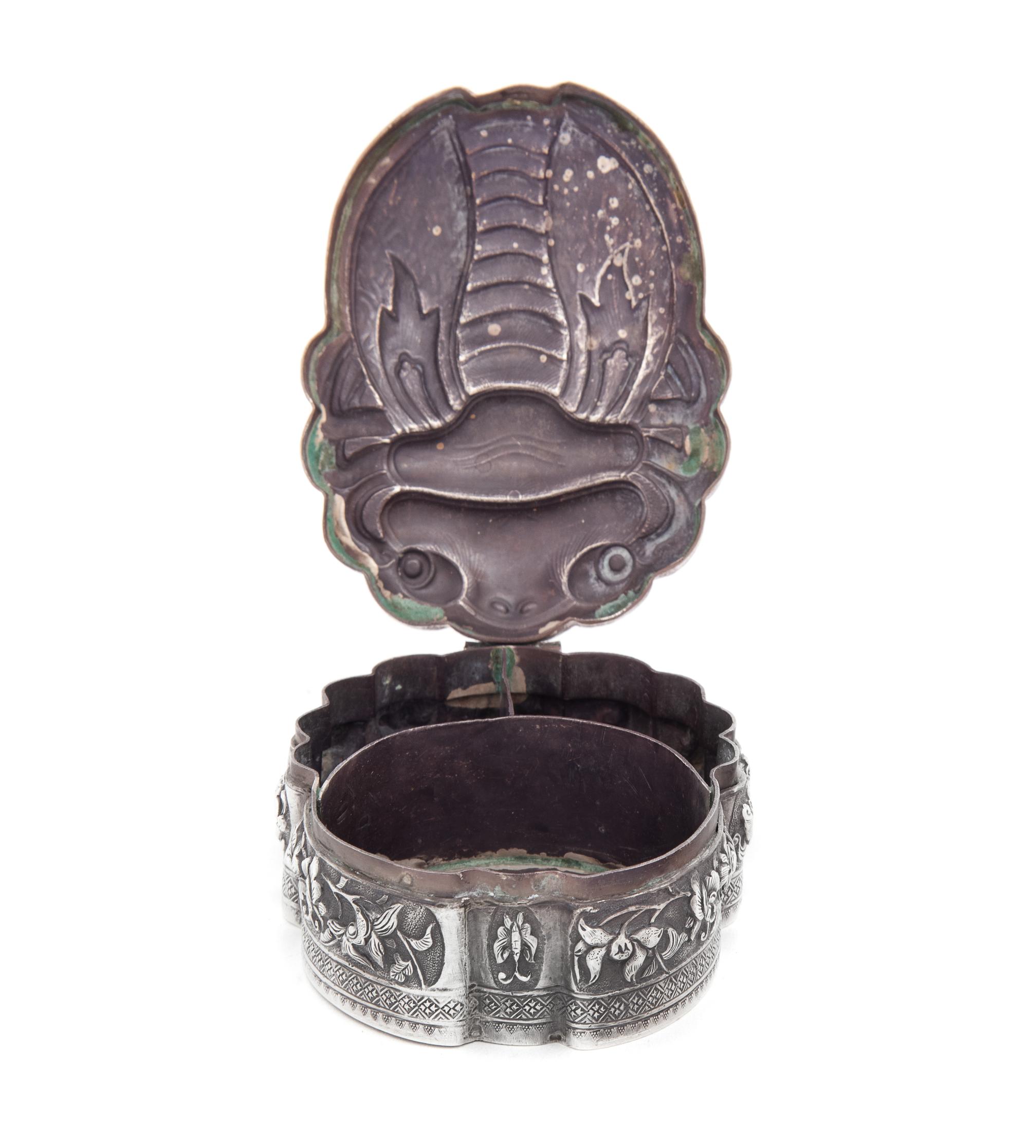A Chinese Silver and Hardstone Mounted Table Casket