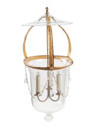 A Regency Style Gilt Metal and Glass Three-Light Lantern