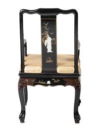 Eight Gilt and Black Lacquer Dining Chairs in the Chinese Taste