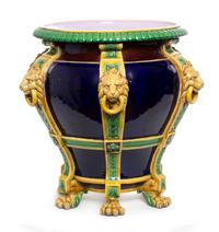 A Majolica Jardiniere Height 17 3/4 inches. — LATE 19TH CENTURY