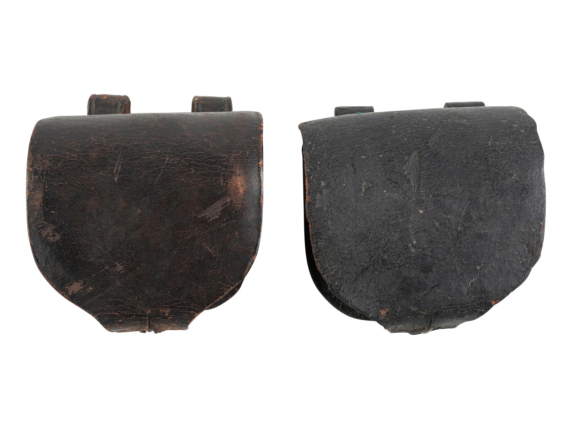 [CIVIL WAR]. A group of 2 federal cap pouches by H.G. Haedrich, Philadelphia, PA.