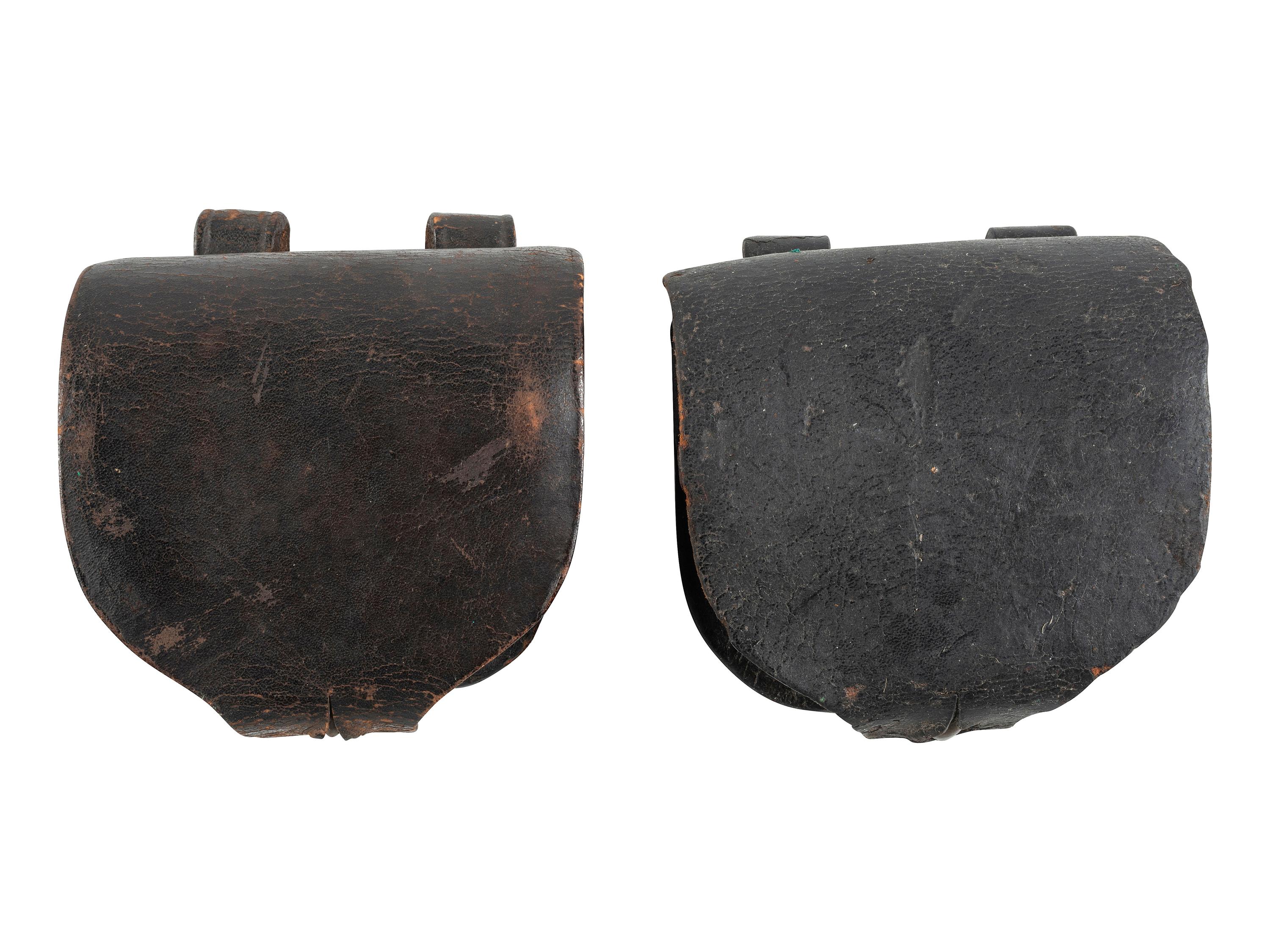 [CIVIL WAR]. A group of 2 federal cap pouches by H.G. Haedrich, Philadelphia, PA.