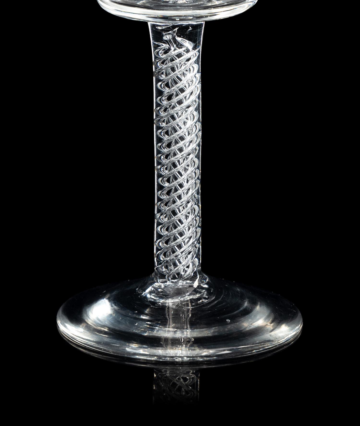An English Enameled Air Twist Wine Glass