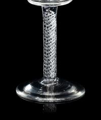 An English Enameled Air Twist Wine Glass