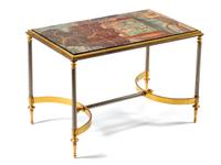 A Coromandel Lacquer-Inset Steel and Gilt Bronze Low Table