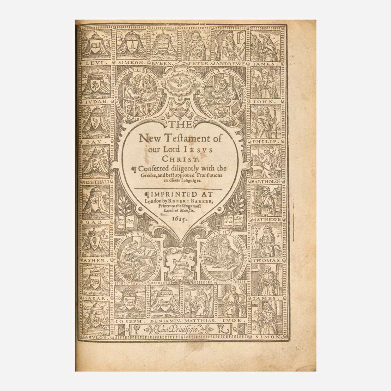[Religion] [Barker, Robert] The Bible Translated according to the Hebrew and Greeke, and conferred with the best Translations in diuers languages...