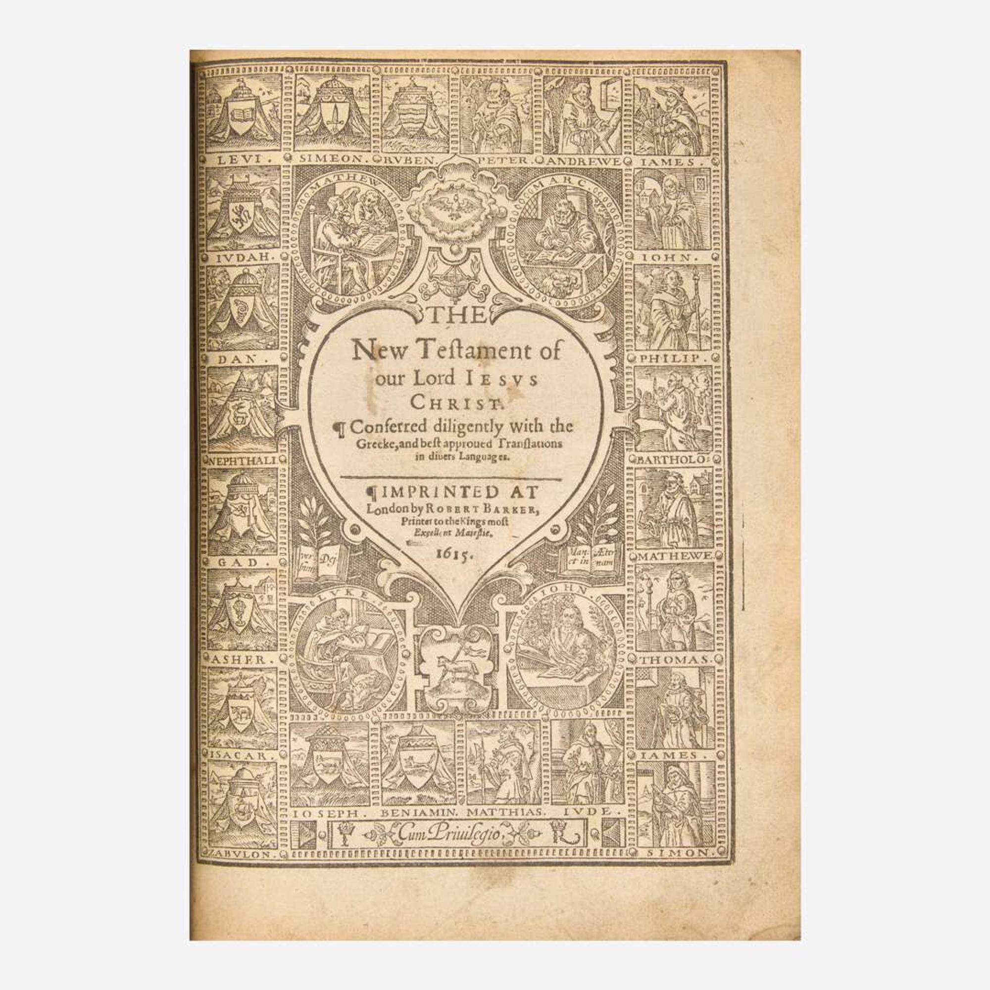 [Religion] [Barker, Robert] The Bible Translated according to the Hebrew and Greeke, and conferred with the best Translations in diuers languages...