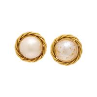 Yellow Gold and Simulant Mabé Pearl Earrings