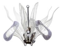 A Murano Glass Six-Light Chandelier Length of base 20 inches.
