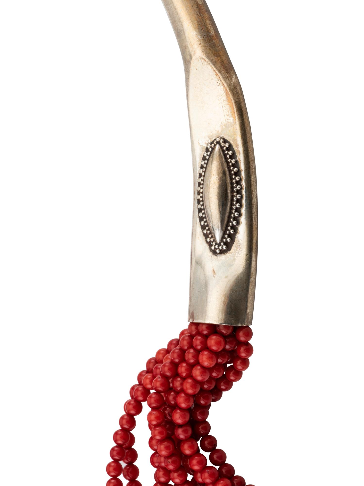 Sterling Silver and Coral Multi-strand Necklace