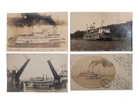 [BOATS]. A group of 54 RPPCs & photos of steamboats, sailing ships, and other vessels.