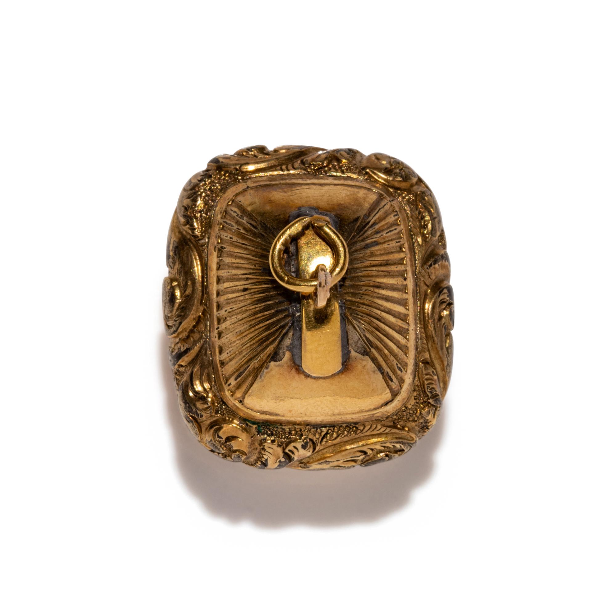 A Neoclassical Gold and Glass Paste Gilt-Seal Fob with Eros Crowing Mars and Venus