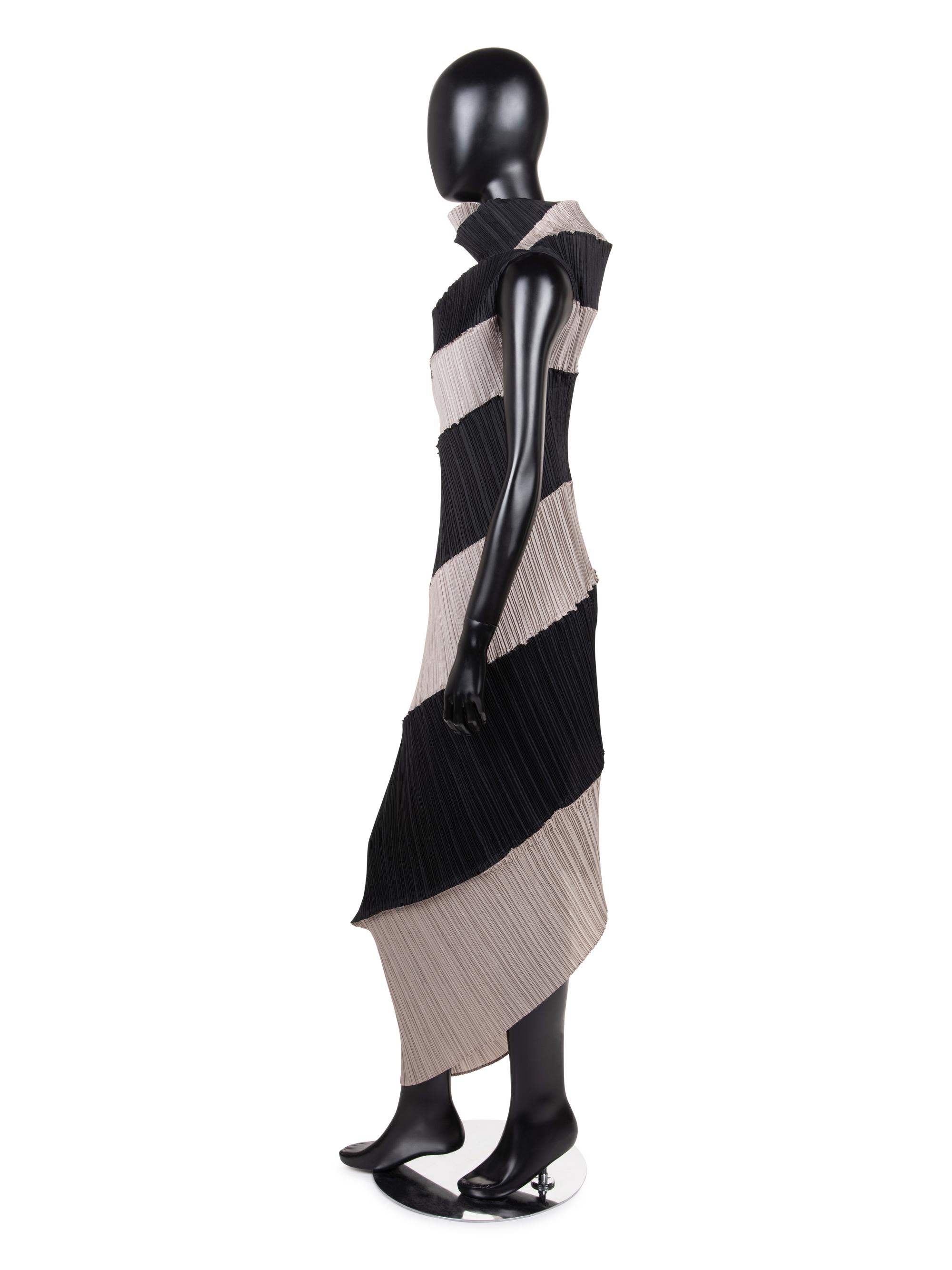 Issey Miyake Pleated Two-Tone Sleeveless Dress