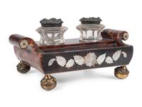 A Regency Tortoiseshell and Mother of Pearl Inkstand