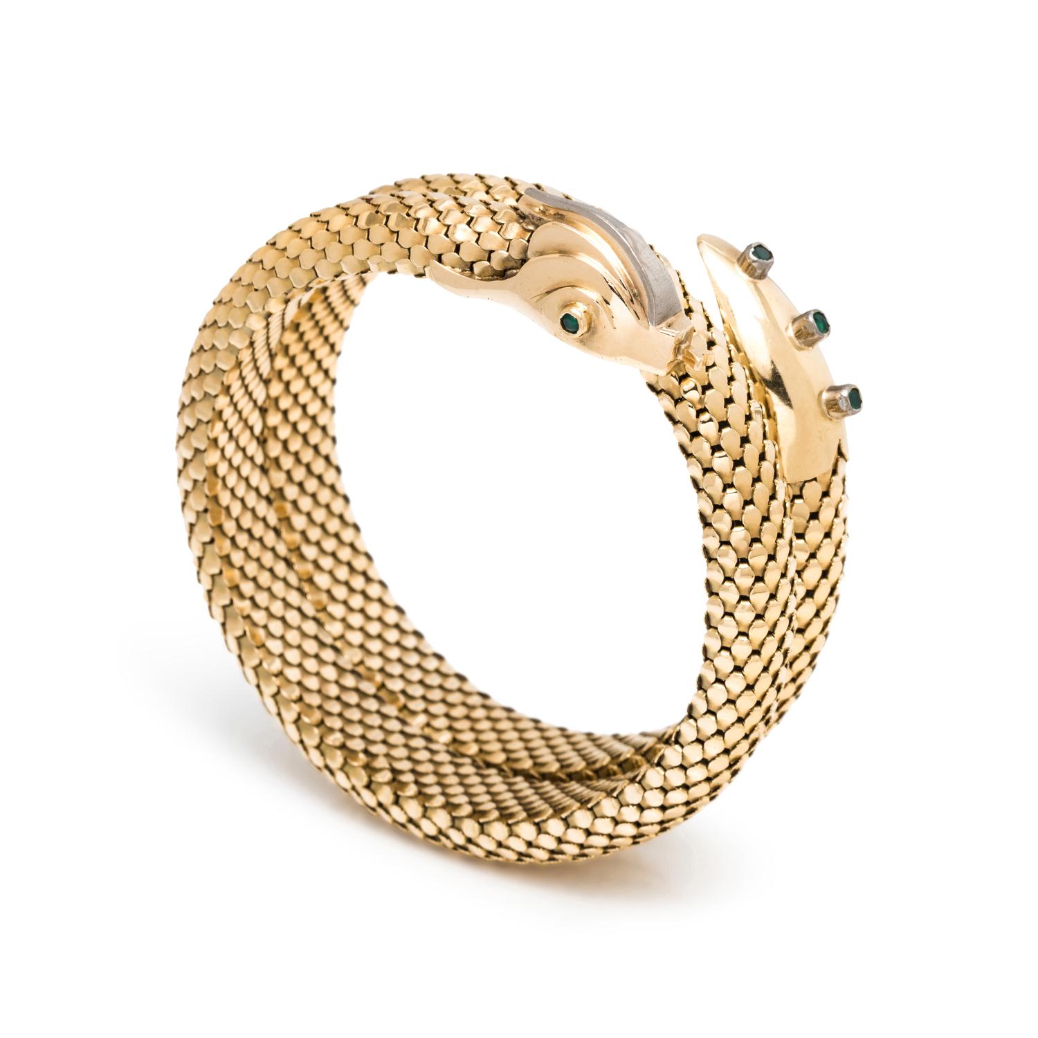 YELLOW GOLD SNAKE BANGLE BRACELET