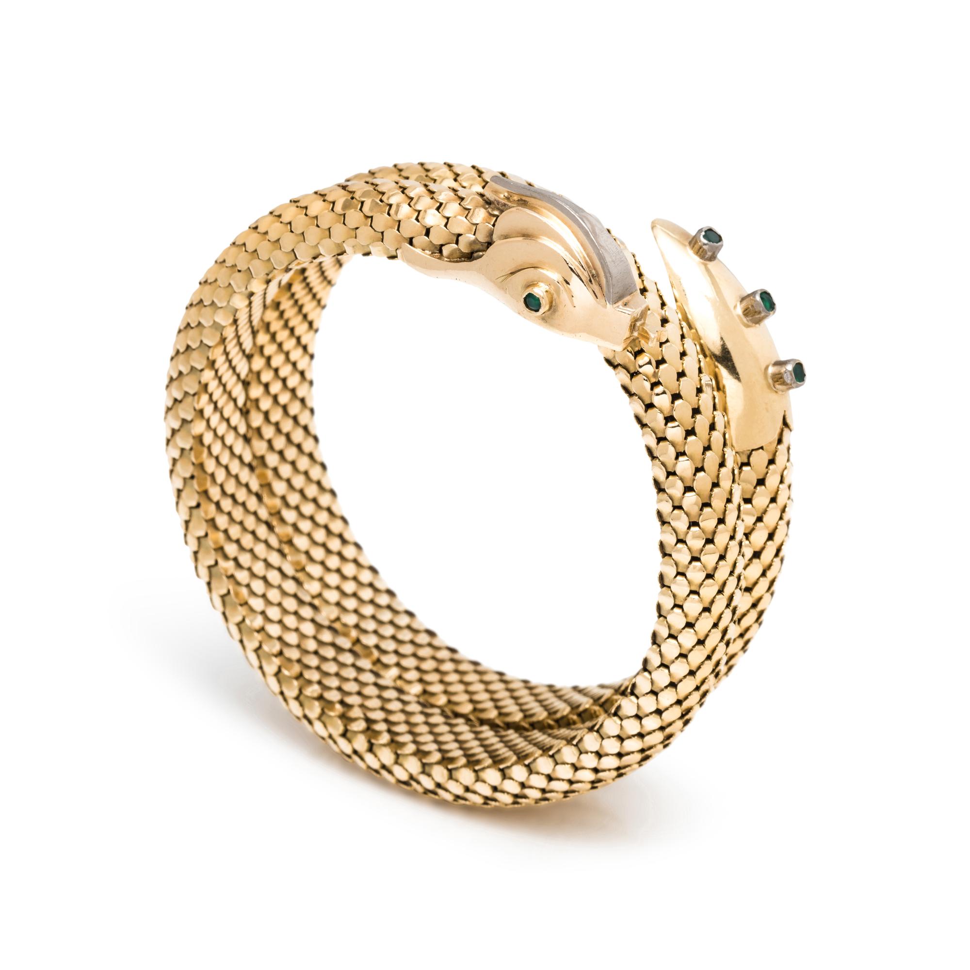 YELLOW GOLD SNAKE BANGLE BRACELET