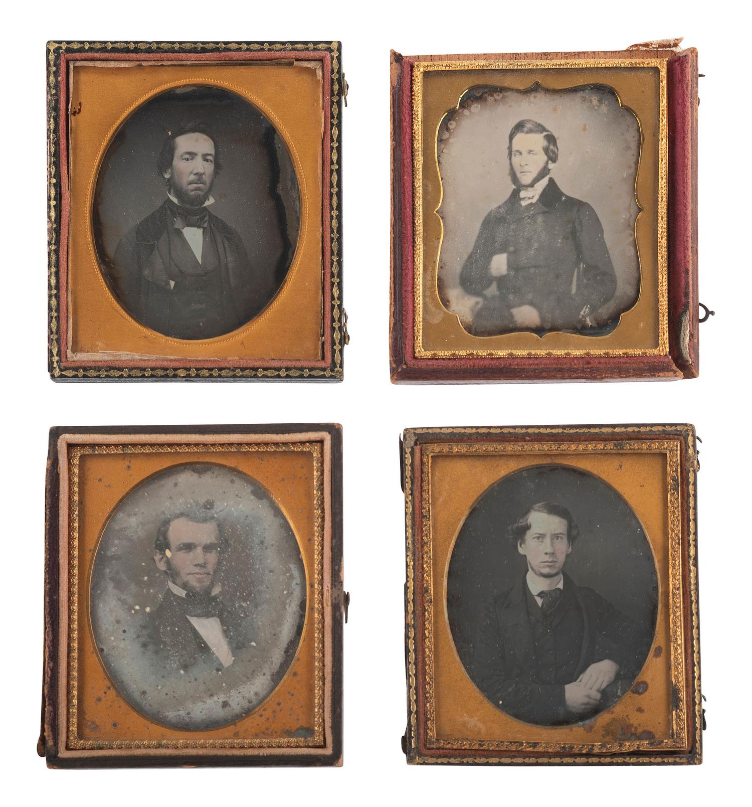 [EARLY PHOTOGRAPHY]. 18 sixth plate daguerreotypes of men with facial hair.