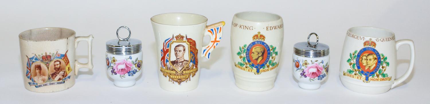 A Group of Four Royal Commemorative Articles Height of tallest 4 1/4 inches.