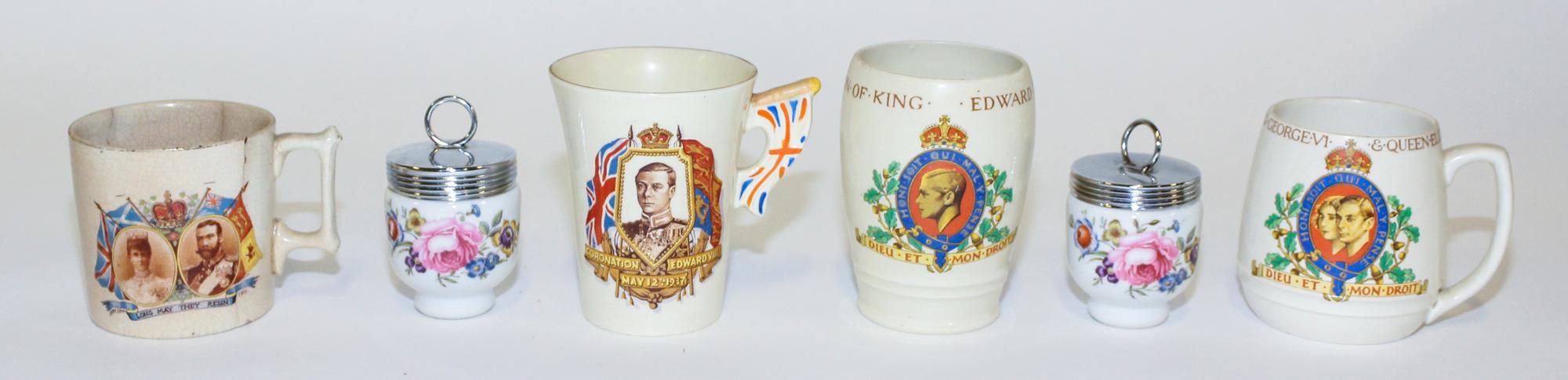 A Group of Four Royal Commemorative Articles Height of tallest 4 1/4 inches.