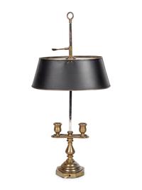 A French Brass and Tôle Two-Light Bouillotte Lamp