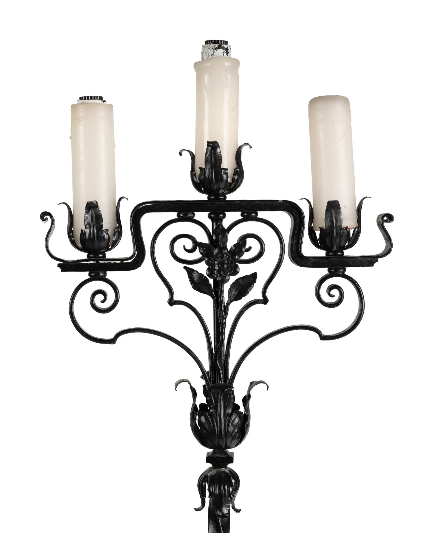 A Pair of Wrought Iron Torchères