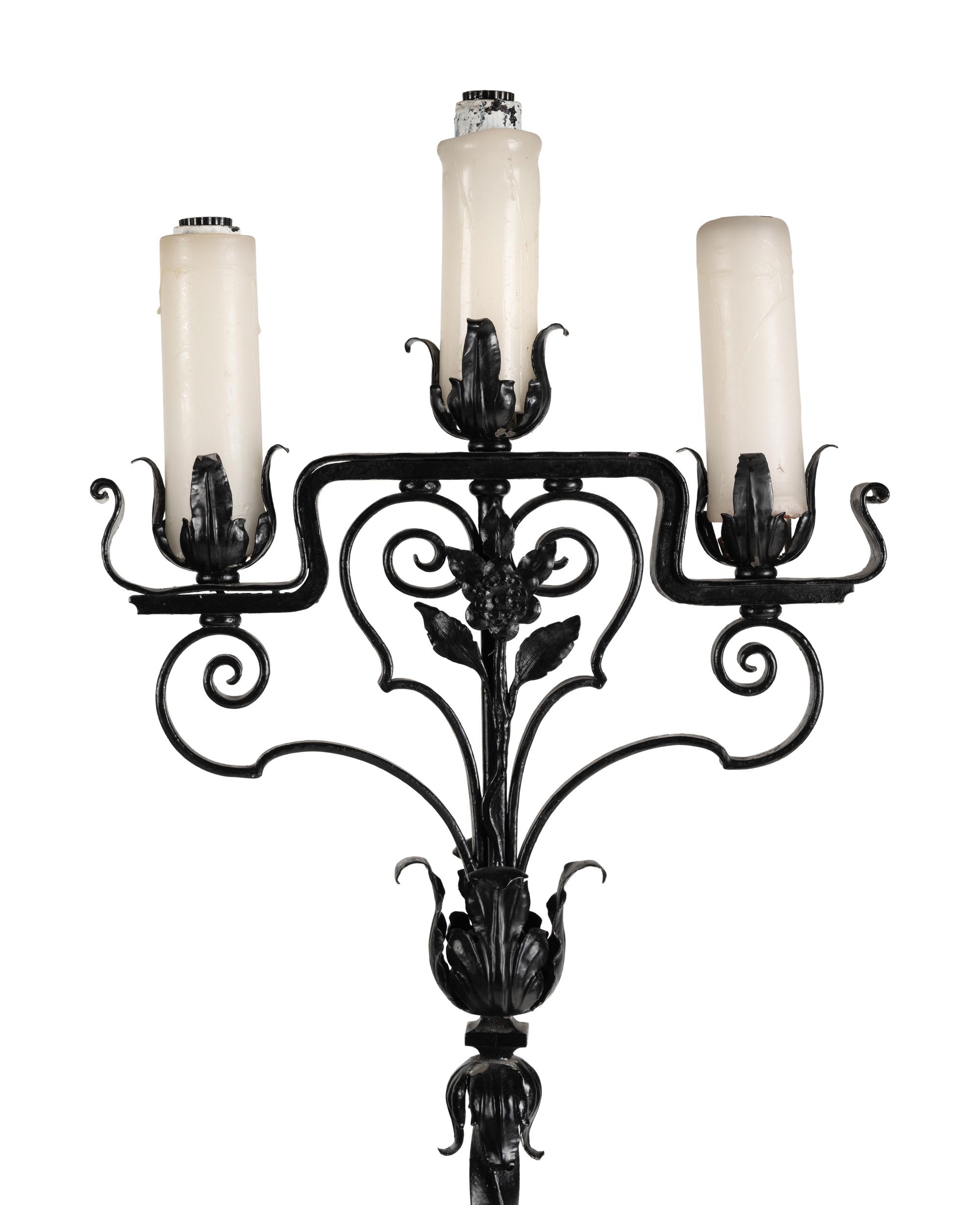 A Pair of Wrought Iron Torchères