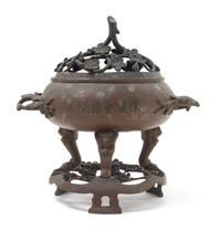 A Bronze Tripod Censer Height 9 1/2 inches.