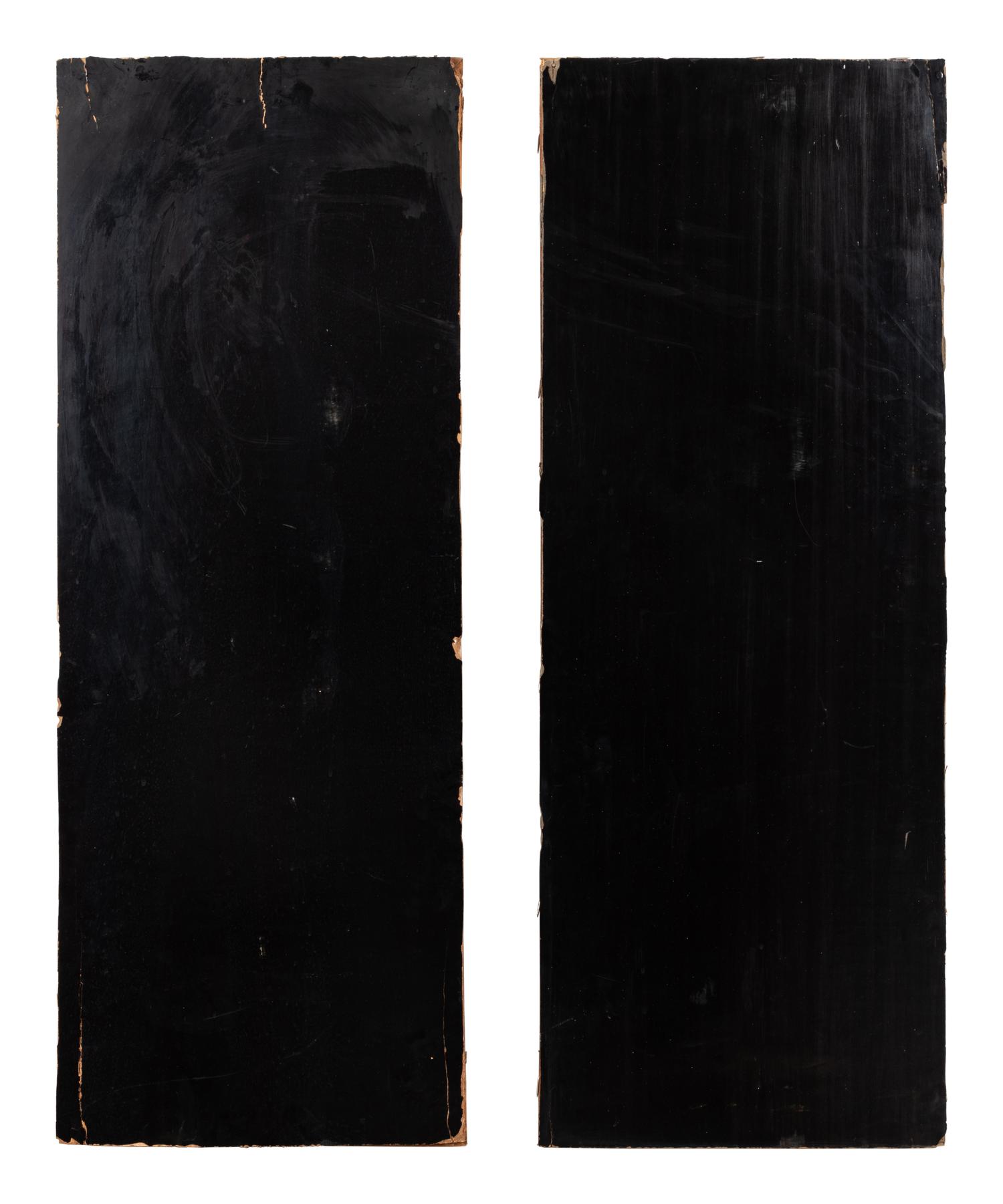 A Pair of Chinese Gilt and Red Lacquered Wood Panels