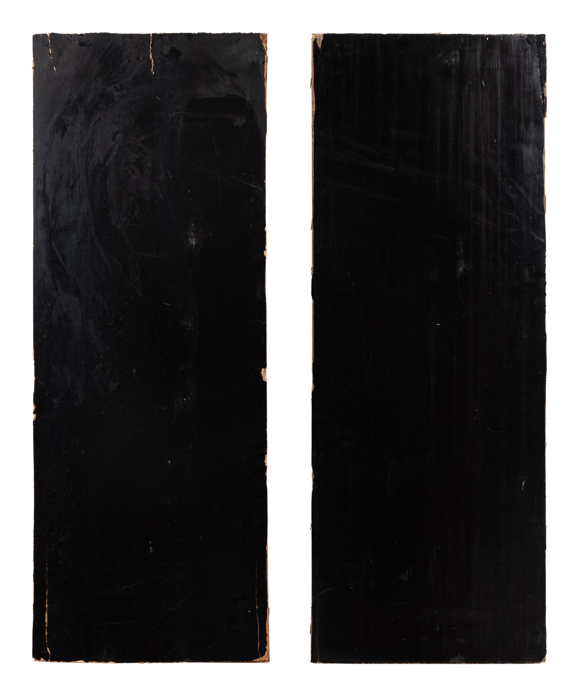 A Pair of Chinese Gilt and Red Lacquered Wood Panels