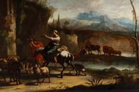 Follower of Johannes Van Der Bent (Dutch, 1650-1690) — Landscape with Shepherds and a Shepherdess