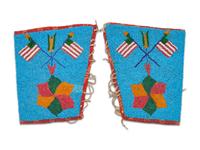 Sioux Beaded Hide Cuffs, With American Flags