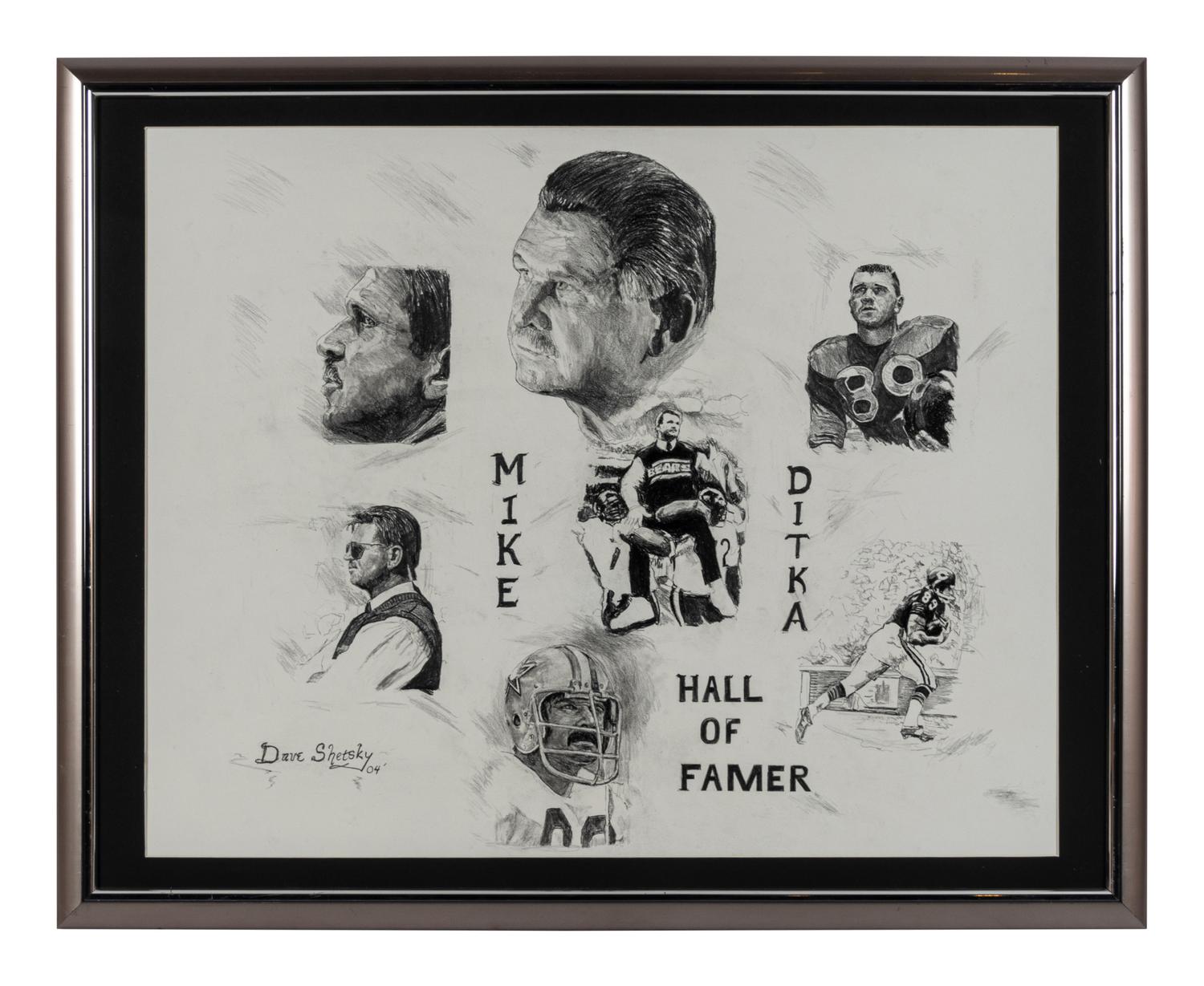 A Group of Four Mike Ditka Artworks Formerly Displayed at Mike Ditka’s Restaurant