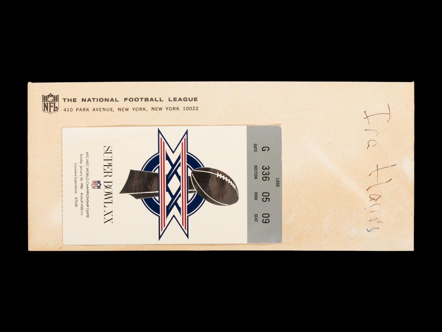 A January 26, 1986 Chicago Bears Super Bowl XX Ticket Stub (Bears 46, Patriots 10)