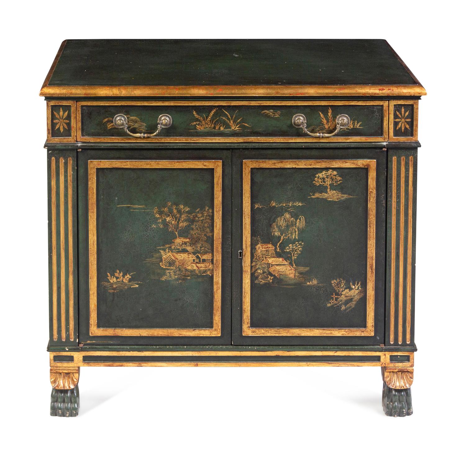 A Regency Style Chinoiserie-Decorated Console Cabinet