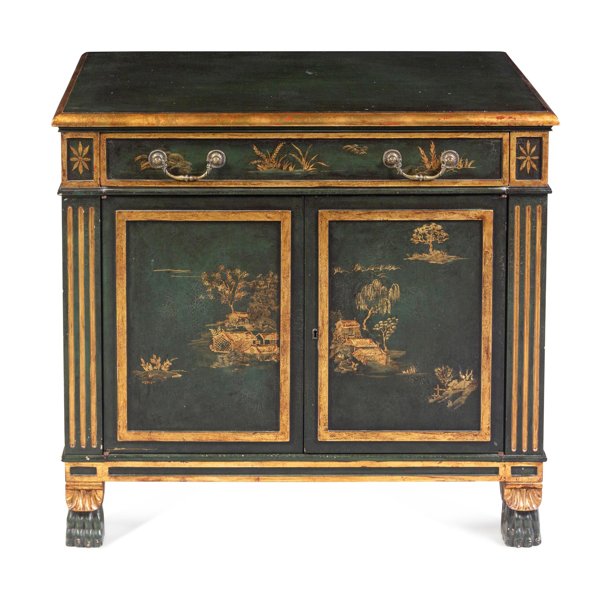 A Regency Style Chinoiserie-Decorated Console Cabinet