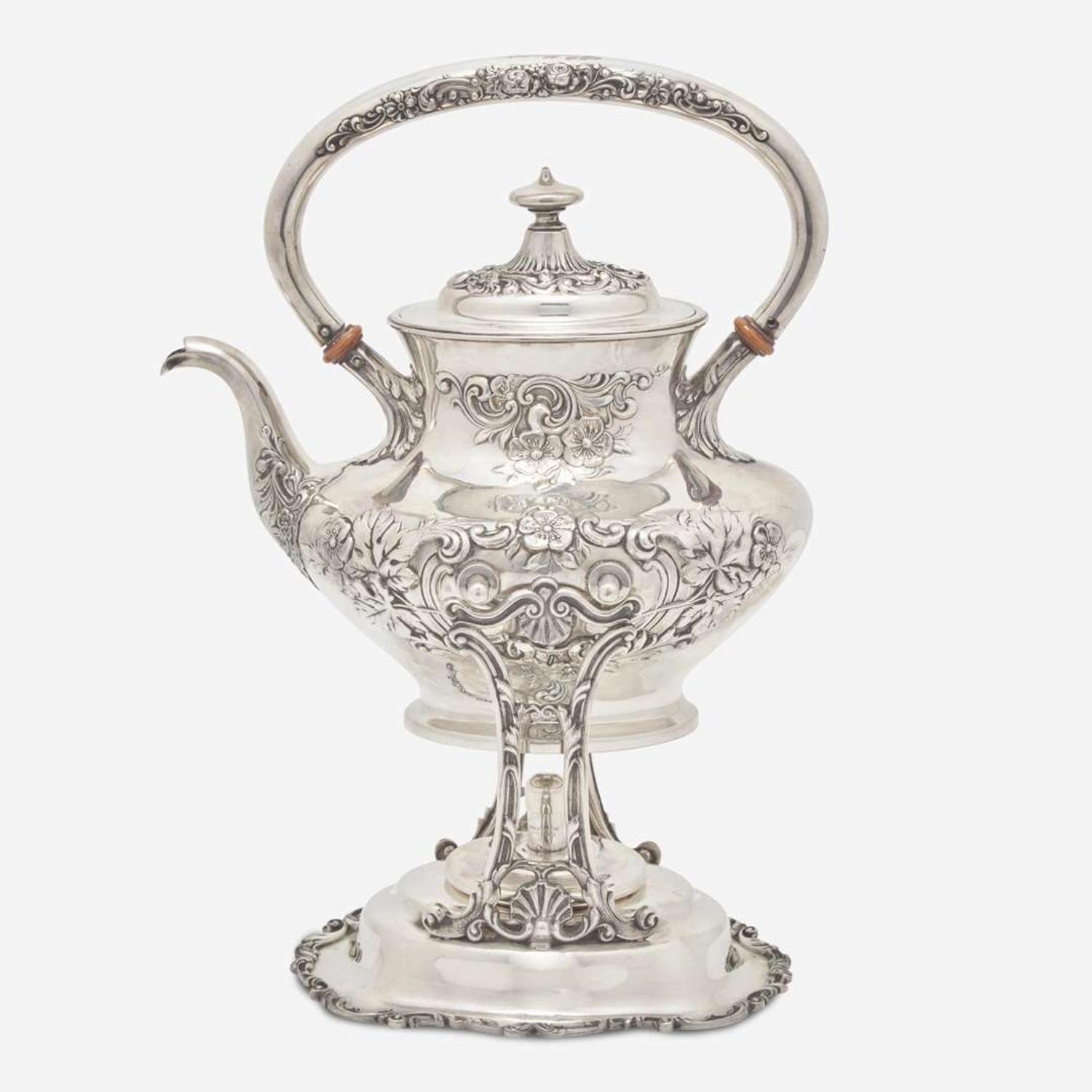 A sterling silver kettle-on-stand Gorham Mfg. Co., Providence, RI, 20th century