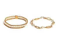 COLLECTION OF YELLOW GOLD AND CULTURED PEARL JEWELRY