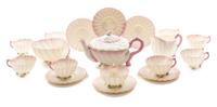 A Belleek Neptune Tea Service Height of teapot 5 inches. — 1891-1926