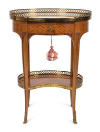 A Louis XV Style Gilt-Bronze-Mounted Marquetry Table en Chiffonière