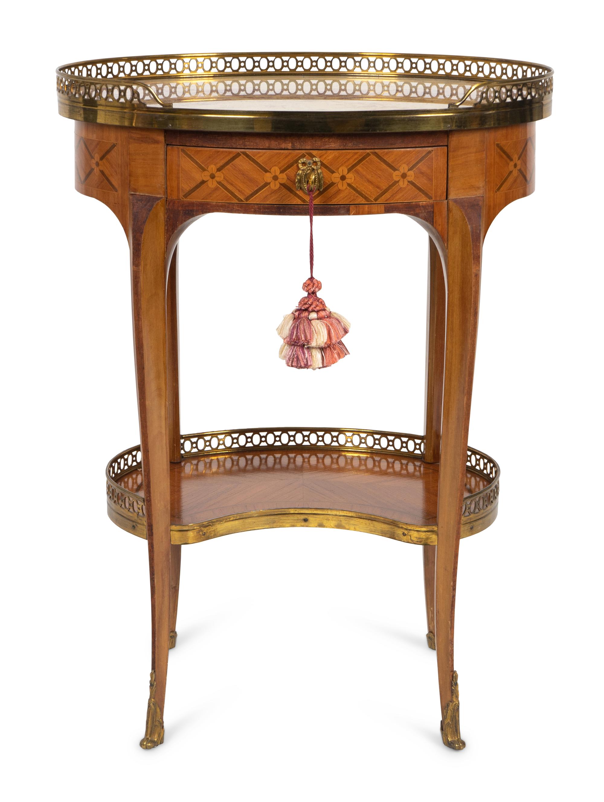 A Louis XV Style Gilt-Bronze-Mounted Marquetry Table en Chiffonière