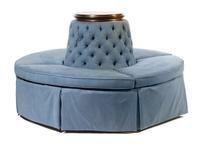 An Upholstered Circular Banquette Height 44 x diameter 70 1/2 inches.