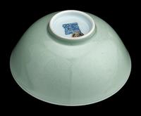 A Pair of Incised Celadon Glazed Porcelain Bowls