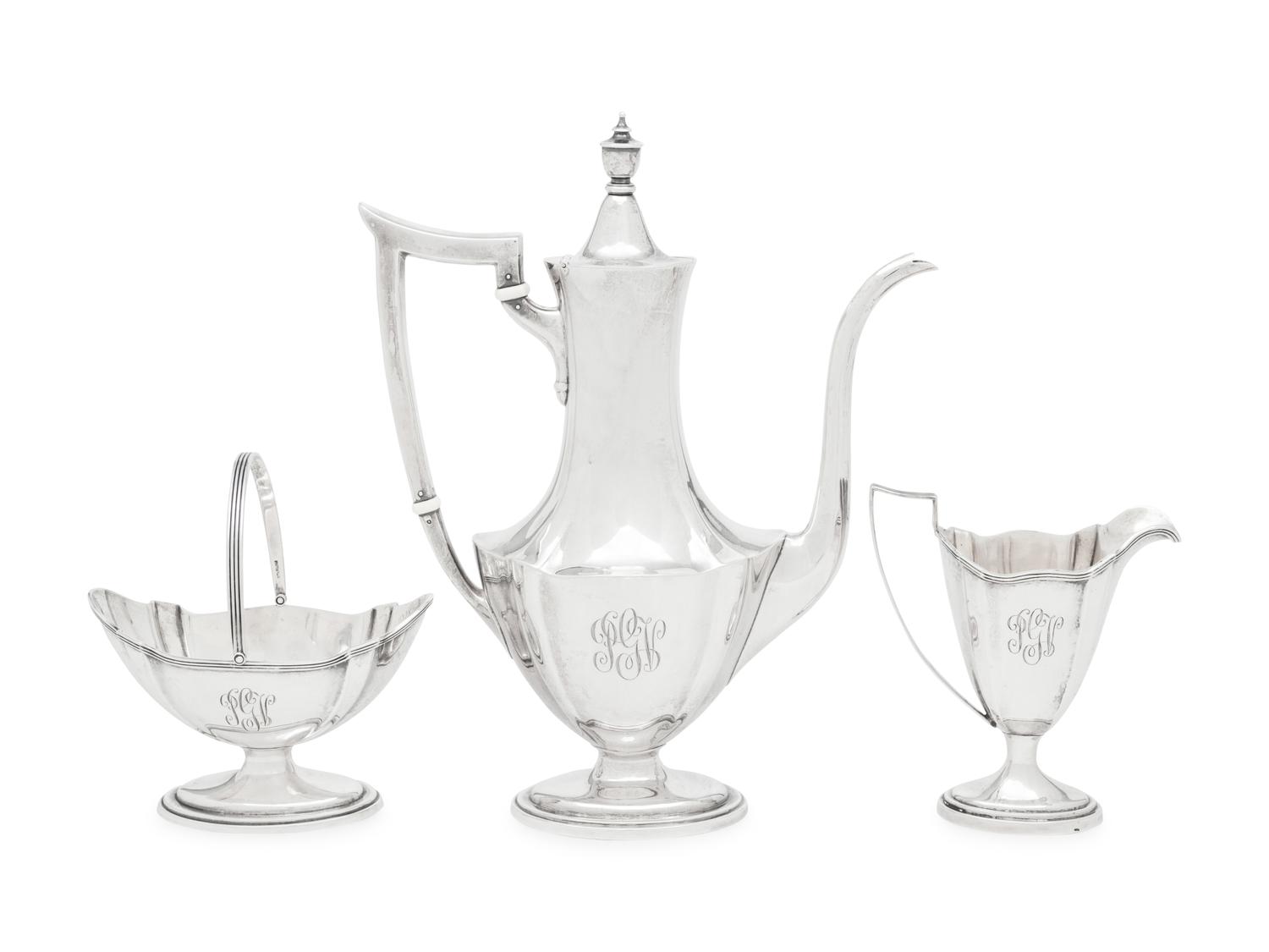 An American Silver Three-Piece Coffee Service