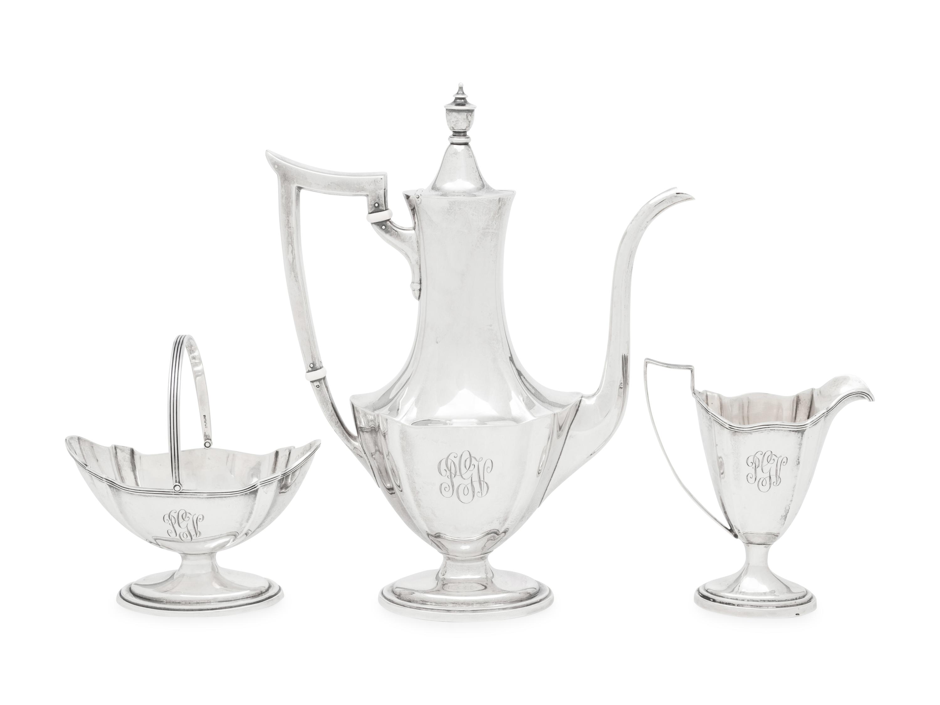 An American Silver Three-Piece Coffee Service